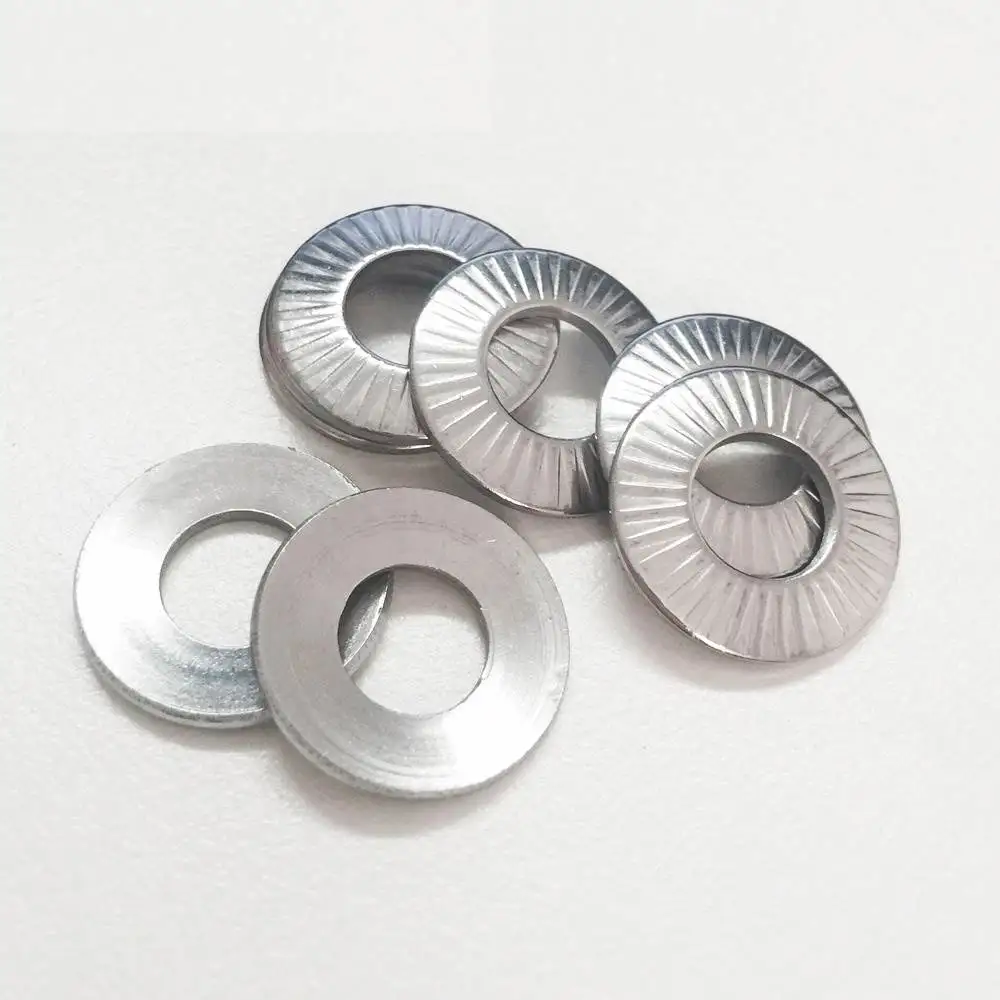 M16 NFE25511 Stainless Steel 304 Conical Knurled Spring Contact Washer