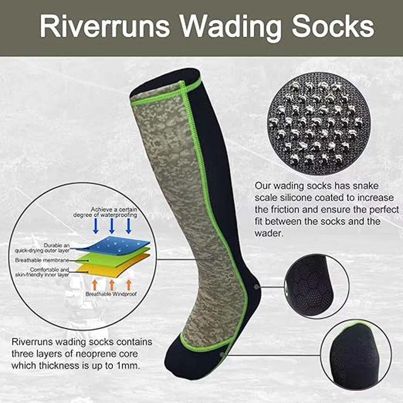 Eupheng Wading Socks Frictionless Neoprene Beach Water Diving Socks Thermal Wetsuit Boots Anti Slip for Outdoor Fishing Rafting