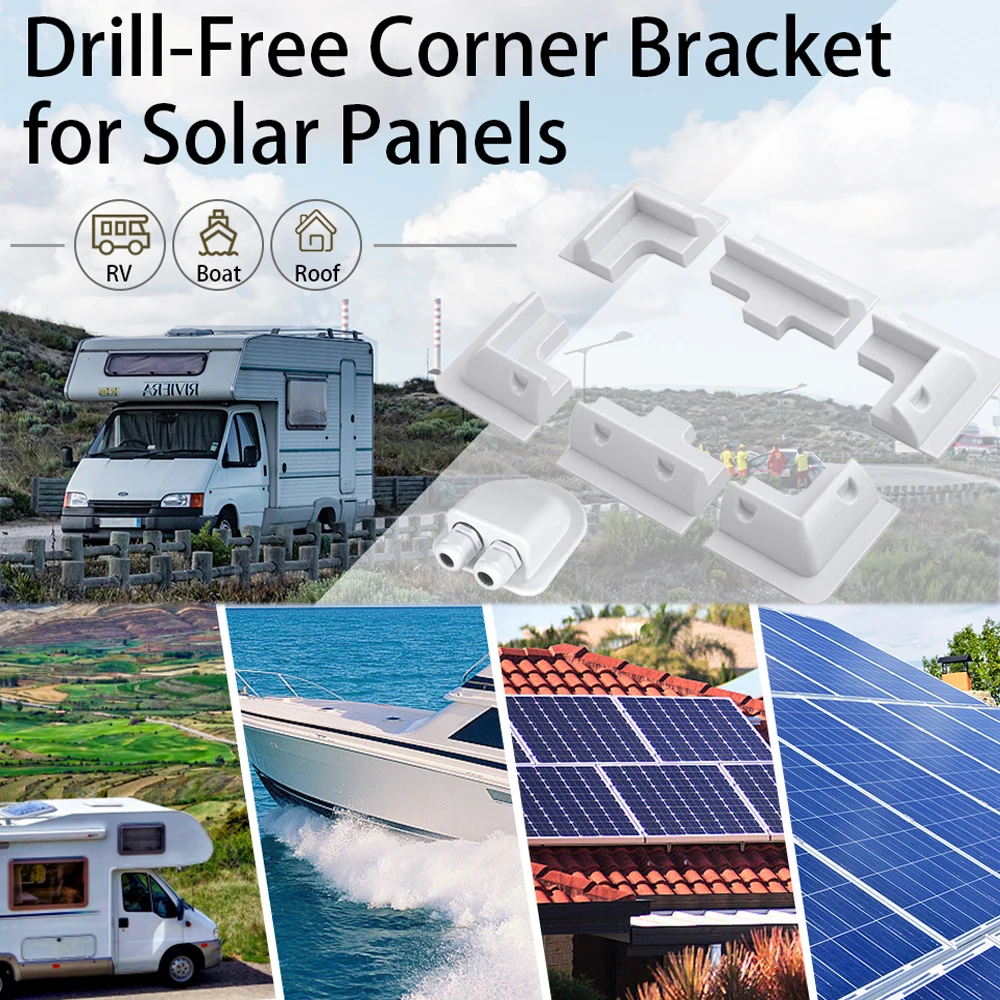 RV Top Roof Solar Panel Mounting Bracket Solar ABS Fixing Bracket Kit Wire Box White And Black For Caravan Boat Yacht Motorhome solar panel mounting set