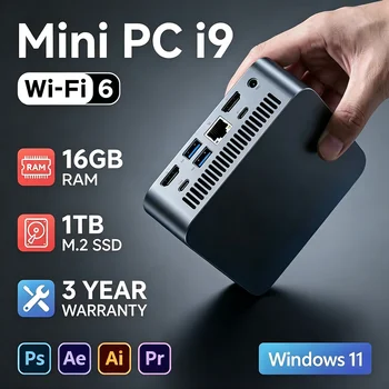 2026 Portable Office Mini PC Computer Intel Core i9 8950HK Windows 11 Pro UHD Graphics Gaming PC WiFi6 BT5.2 Type-C Mini Desktop PC