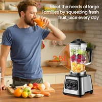 Blender haute vitesse 2 en 1 de 6000 W, capacité de 2,5 L, réglage à 9 vitesses, broyage de glace et extraction de jus, robot culinaire multifonction 6