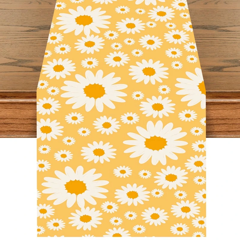 Daisy Table Runner Happy One Birthday Party Decorations Kids Favors Gifts Kitchen Dining Table Covers Girls Baby Shower Supplies 3