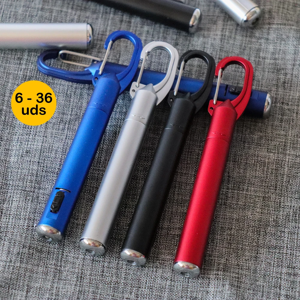 Lote de 6 a 36 unidades de Bolígrafos con linterna y llavero, 4 colores, Regalos invitados hombres, Recuerdo de bautizo para los invitados, Detalles de comunión, Detalles para bodas, Regalos originales,Regalantes Store