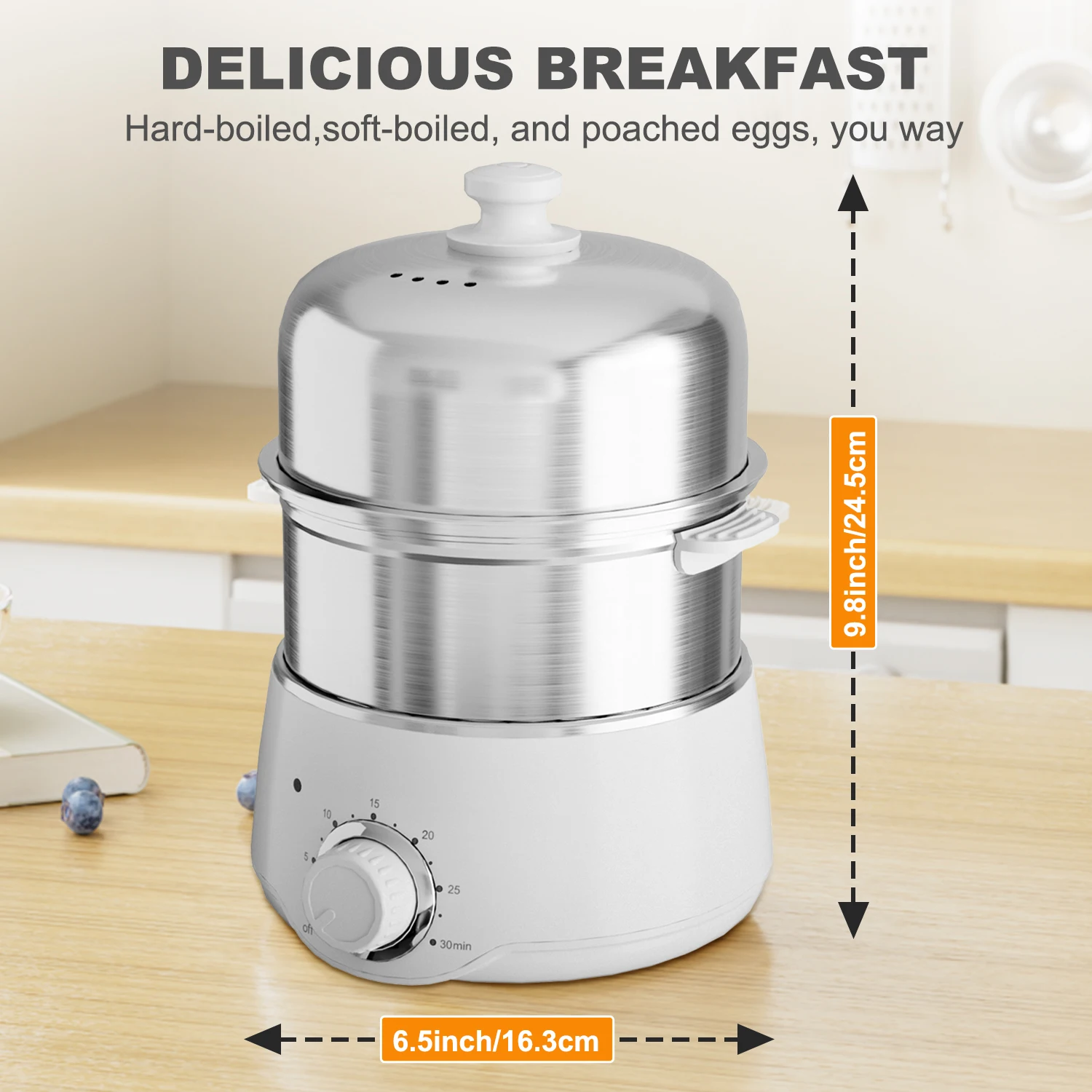 Egg Cooker - CACHOO 14-Egg Capacity Electric Hard Boiled Stainless Steel Egg Cooker with 30-Min Timer and Auto Shut-Off 5