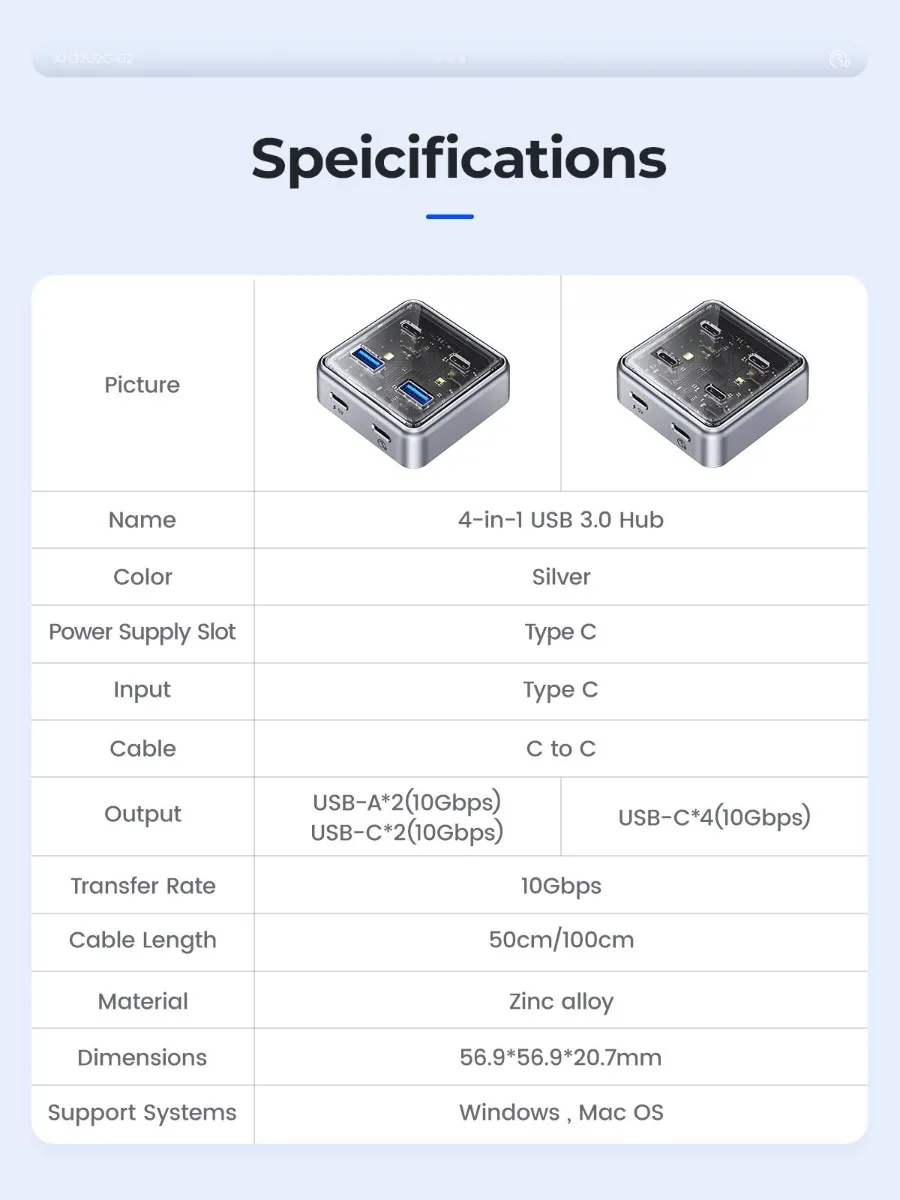 ORICO 4-Port USB Hub, Compact Zinc Alloy, High-Speed Data Transfer & Charging, Portable for Laptop, PC, Mac, and More 6
