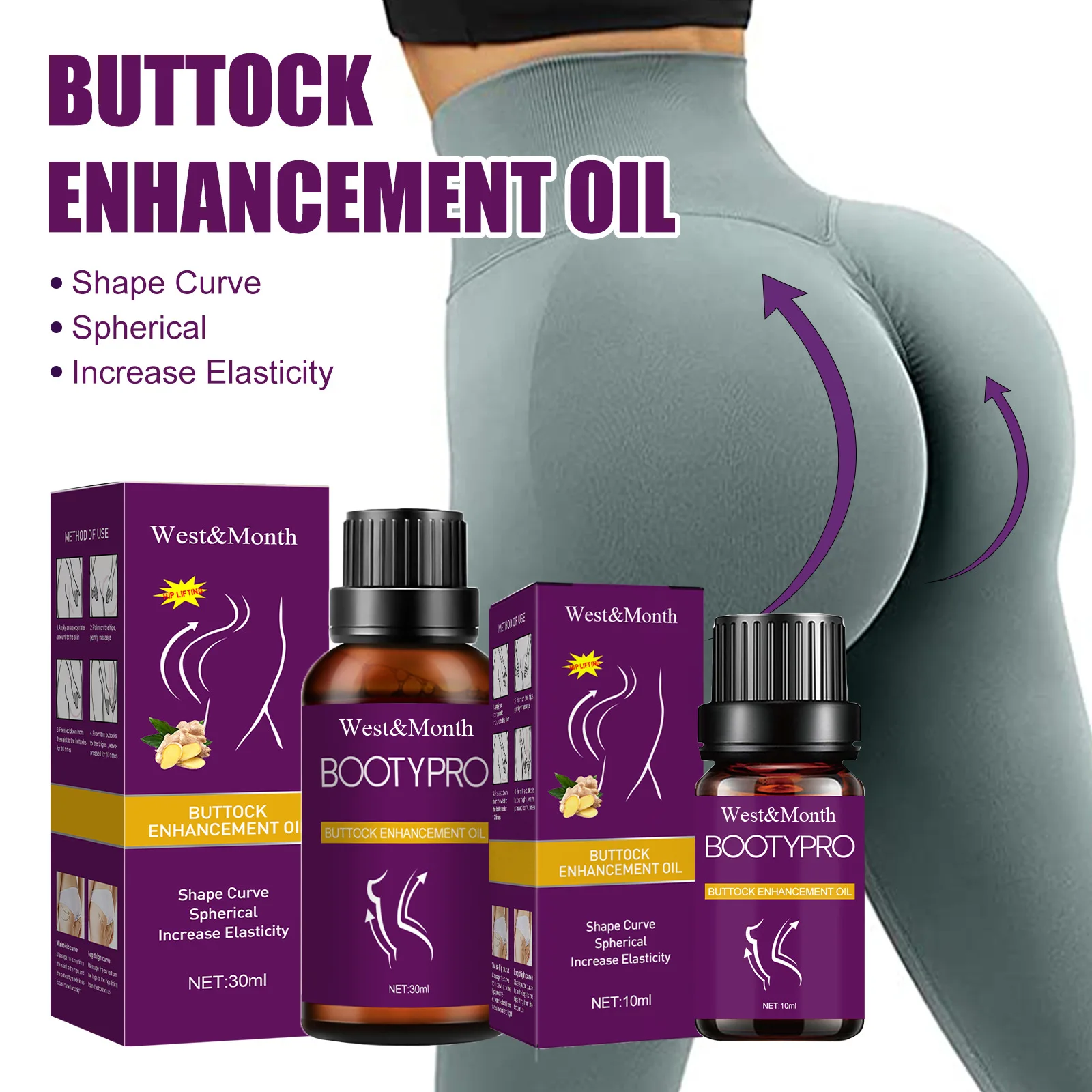 30ml Hip Augmentation Oil Effective Firm Shape Hip Lift Up Peach Buttock Highlight Beautiful Sexy Buttocks Curves Massage Oil 1
