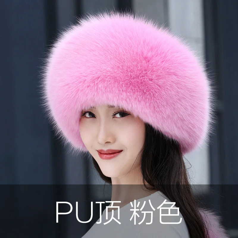 

2023 100% Real Fox Fur Women Hats Russian Ushanka Aviator Trapper Snow Ski Hat Earflap Caps Winter Raccoon Fur Bomaber Hat