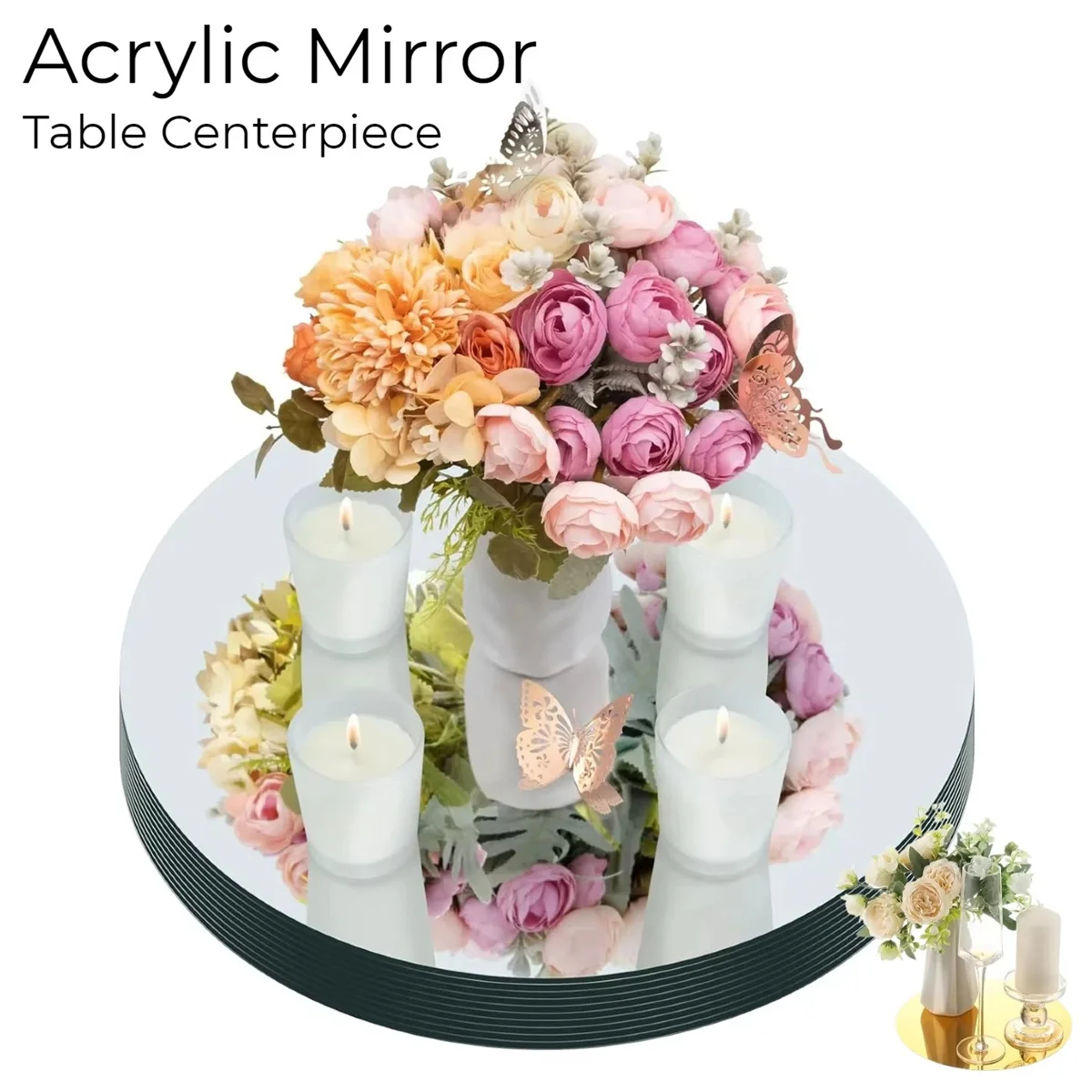 Acrylic Mirrors 6/12Pcs 10 in Acryl Ronde Spiegels Voor Tafels Centerpieces Cirkel Spiegels Kaarsborden Bruiloft Tafel Centerpieces Dikte 1 mm