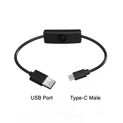 Versatile Type C Power Extension Cord with On/Off Switch - USB - C, Micro - USB, and DC 5.5x2.1mm Connectors, Ideal for Various Devices - 5V (USB A to Type C)