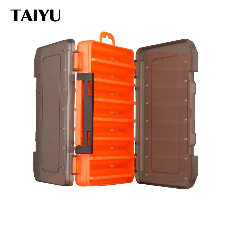 TAIYU-낚시 도구 상자, 14 구획, 낚시 액세서리, 루어 후크 보관 케이스, 양면 낚시 도구 정리 상자
