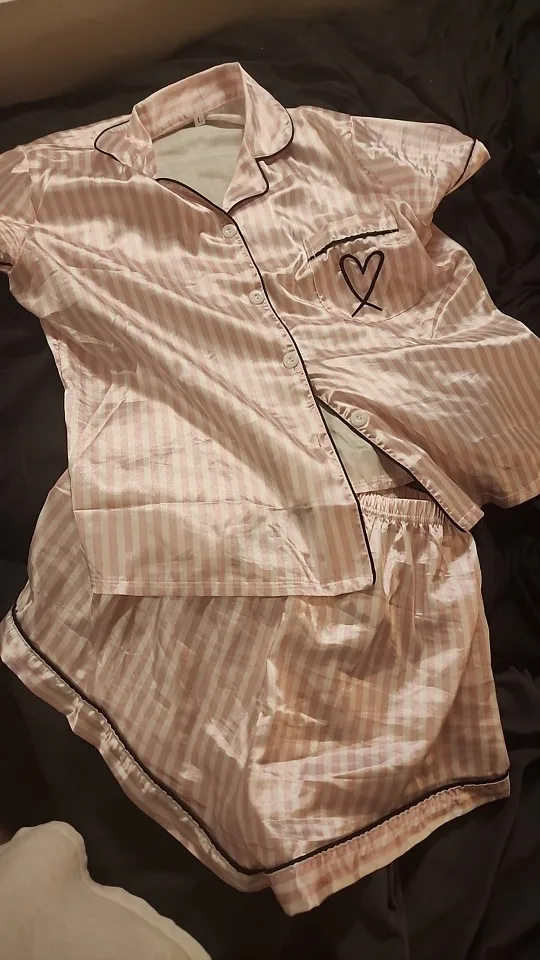 Satin Striped Summer Pajama Set for Women photo review