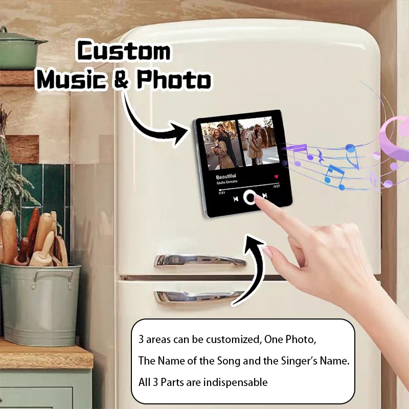 Personalized Music-play Refrigerator Magnet Plastic Tape With Built-in Music Player Unique Home Decor Gift Music Lovers
