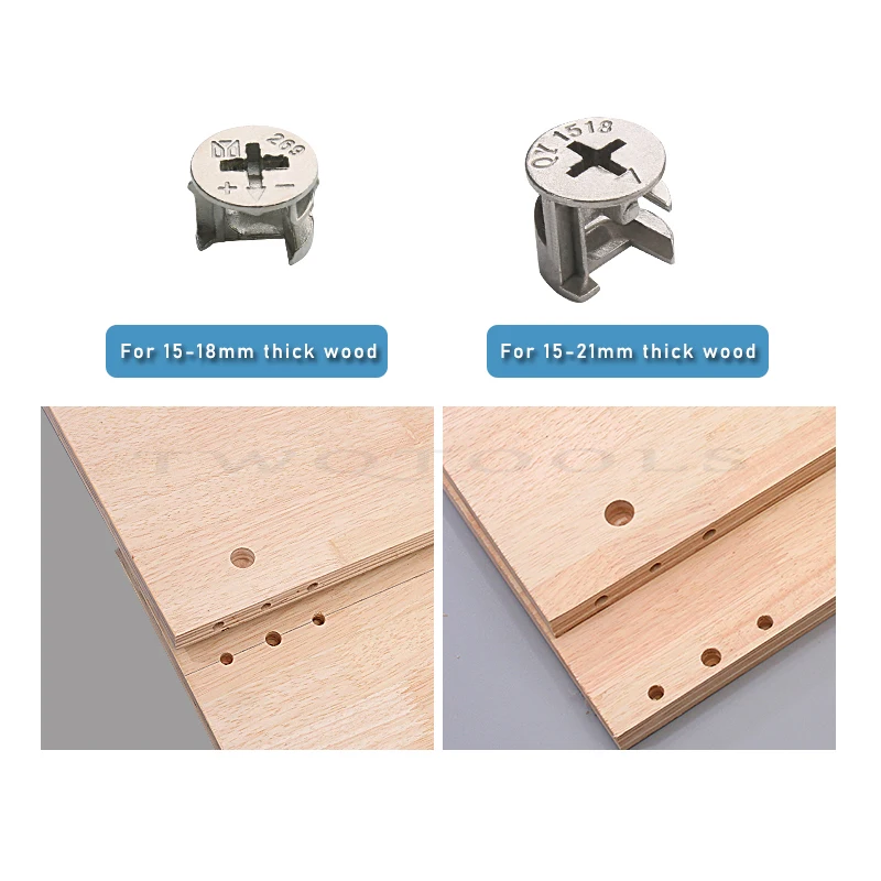 10 Sets 3-in-1 Cam Lock Nut Connectors Fittings Dowel Screws for Cabinets Drawers Furniture Wood Joining Joiner 15x12mm 15x14mm images - 6