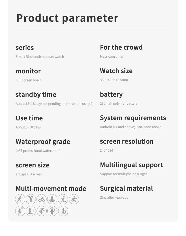 Ʈ ġ TWS 2 In 1  ȭ   ̾ 1.91 ġ    м Smartwatch ȵ̵ IOS