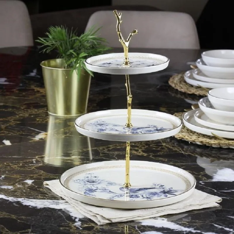 2 layer Crystal Bulk Service Plate Fruit Dessert Cookie Service Plate High Quality Glass