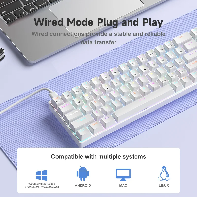 ZIFRIEND TK68 Mechanical Keyboard 68 Keys Hot Swappable Wired Real