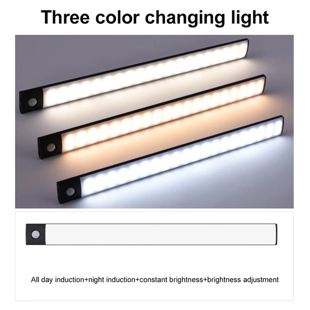 Luz Nocturna inalámbrica con Sensor de movimiento para armario, lámpara de armario  para cocina y dormitorio, luz LED recargable por USB, 20/40cm - AliExpress