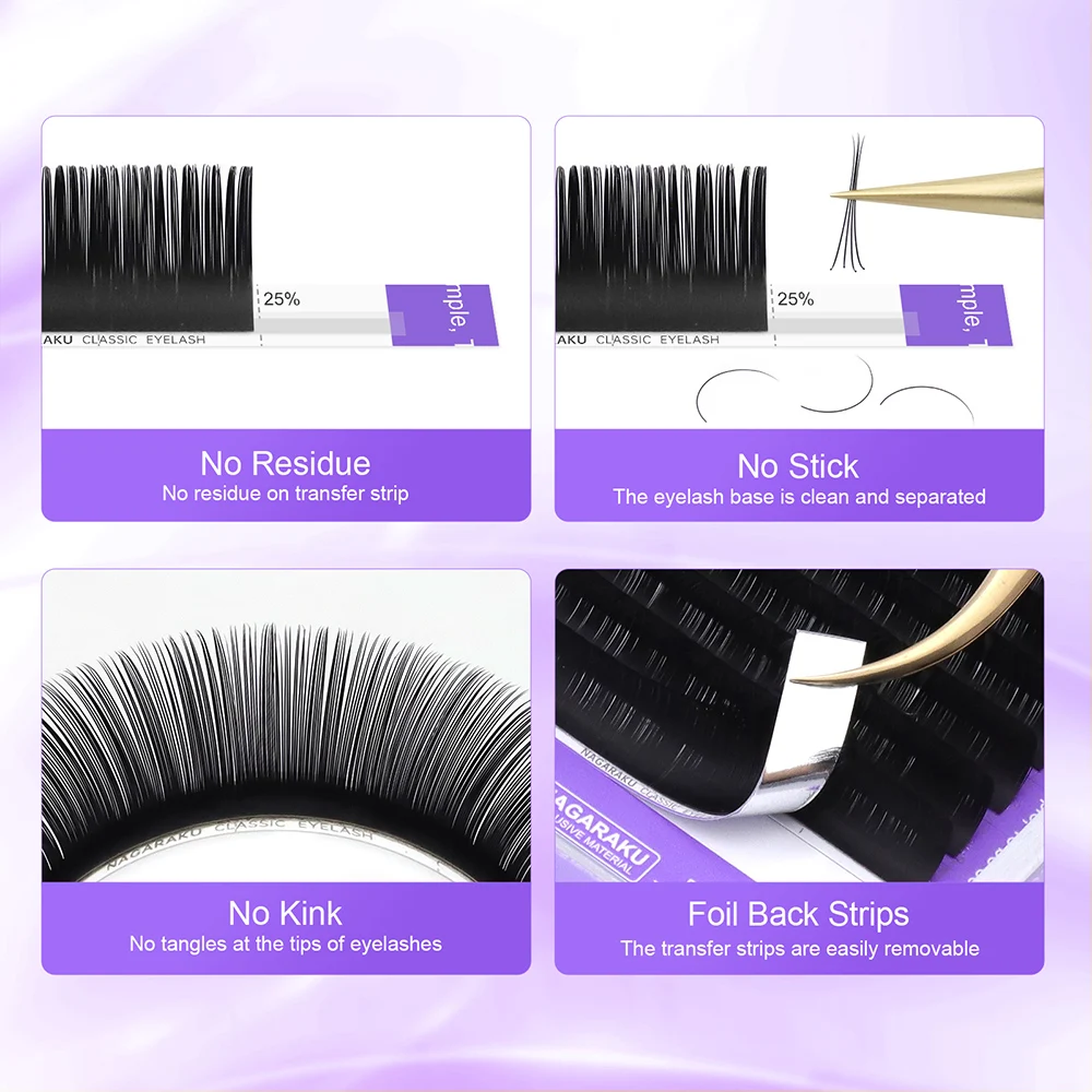 NAGARAKU 16Rows Classic Individual Eyelash Extension Lashes Matte Black Professional Soft Natural - Image 4