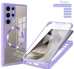 Ultimate 360° Protection Magsafe Clear Magnetic Case with Double - Sided Silicone - S22 Plus (Lavender)