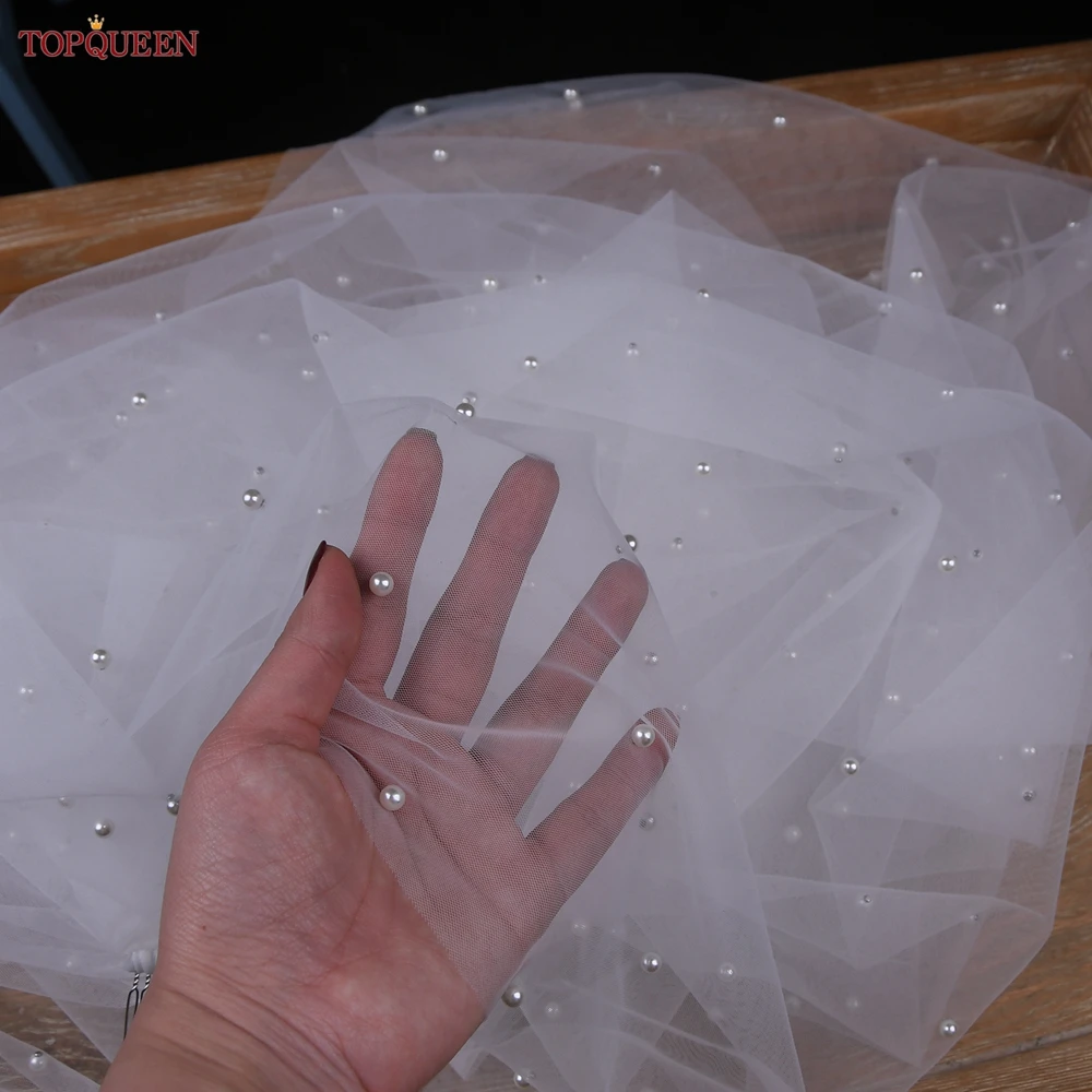 YouLaPan V05 Bridal Veil with Comb Ivory White Wedding Veil Pearls 1 Tier Wedding for Women Cathedral Bridal bridal veil