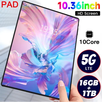 2025 5G nuovo Tablet da 10.36 pollici Android 16GB RAM 1TB ROM Android 13.0 12000mAh batteria 16MP 32MP 10 Core Dual Sim Network Bluetooth 1