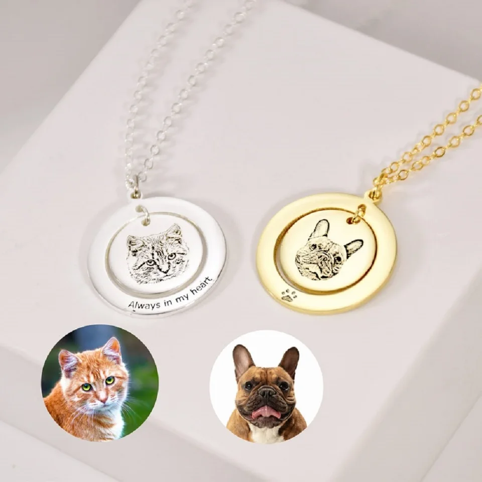 925 animali domestici in argento ritratto collana regali commemorativi personalizzati gatto cane foto di animali immagini incise gioielli collane