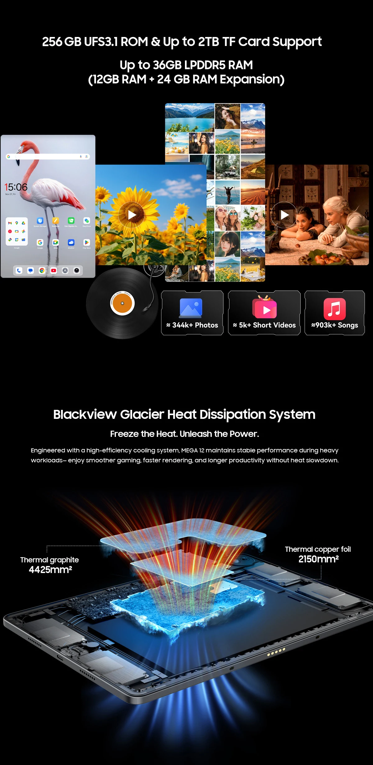 [Versand aus Polen] [Ohne EU-Ladegerät] Tablet Blackview MEGA 12, 12 GB + 256 GB, 12,2" 2.4K 120 Hz Display, 50 MP + 13 MP Kamera, 10000 mAh Akku, 5G – Detail 19