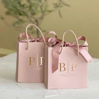 Sacs en papier de luxe de marque personnalisés avec poignées, emballage personnalisé avec Logo imprimé pour bijoux, vêtements et mariages, 500 pièces/lot 2