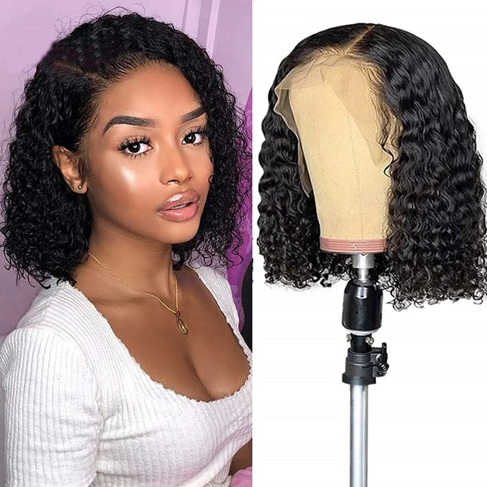 

Glueless Short Bob 13x4 Deep Wave Frontal Wig Curly Wig For Women Water Wave Brazilian 4x4 Lace Front Human Hair Wigs Preplucked