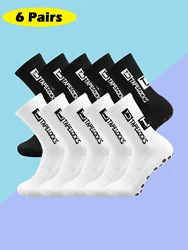 Men's Athletic Non - Slip Mid - Calf Sports Socks - 6 Pairs - L (White Black)