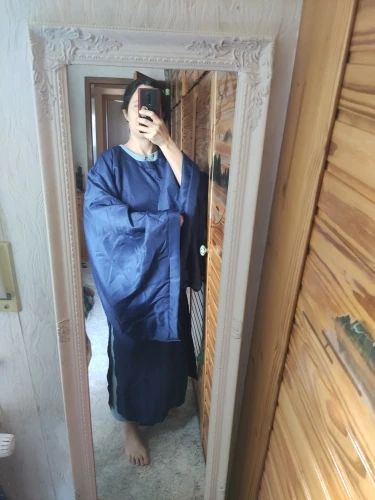 【 千里江山 】Chinese Style Tang System Taoist Robe Ming System Modified Ancient Round Neck Robe Hanfu photo review