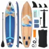 11' Inflatable Stand Up Paddle Board, 500LBS Weight Capacity, Wide Stand Up Paddle Board with Premium SUP Accessories, Non-Slip EVA Deck, for Adults & Youth of All Skill Levels, Dark Wood Grain