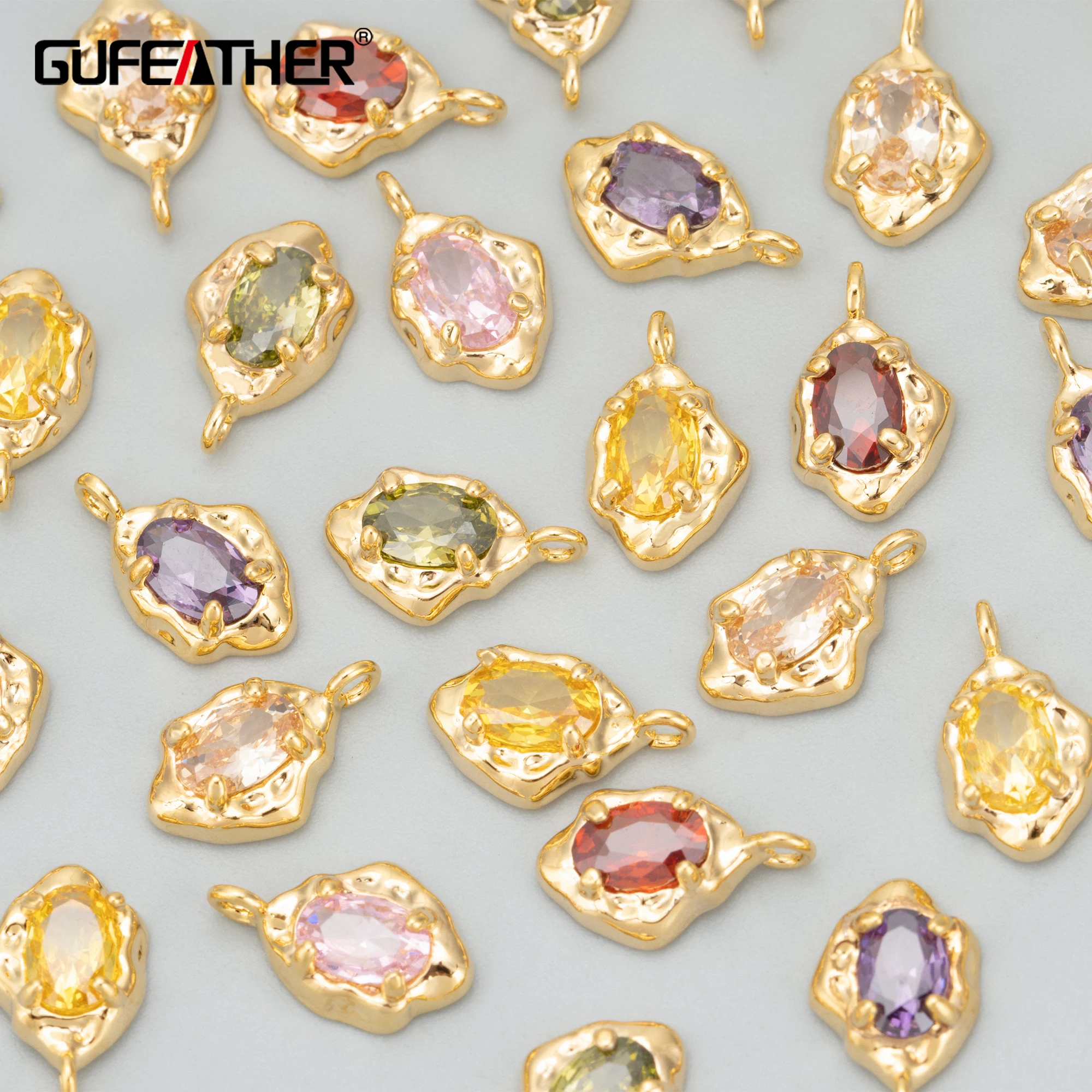 GUFEATHER MD71,jewelry accessories,18k gold rhodium plated,copper,zircons,charms,hand made,jewelry making,diy pendants,10pcs/lot