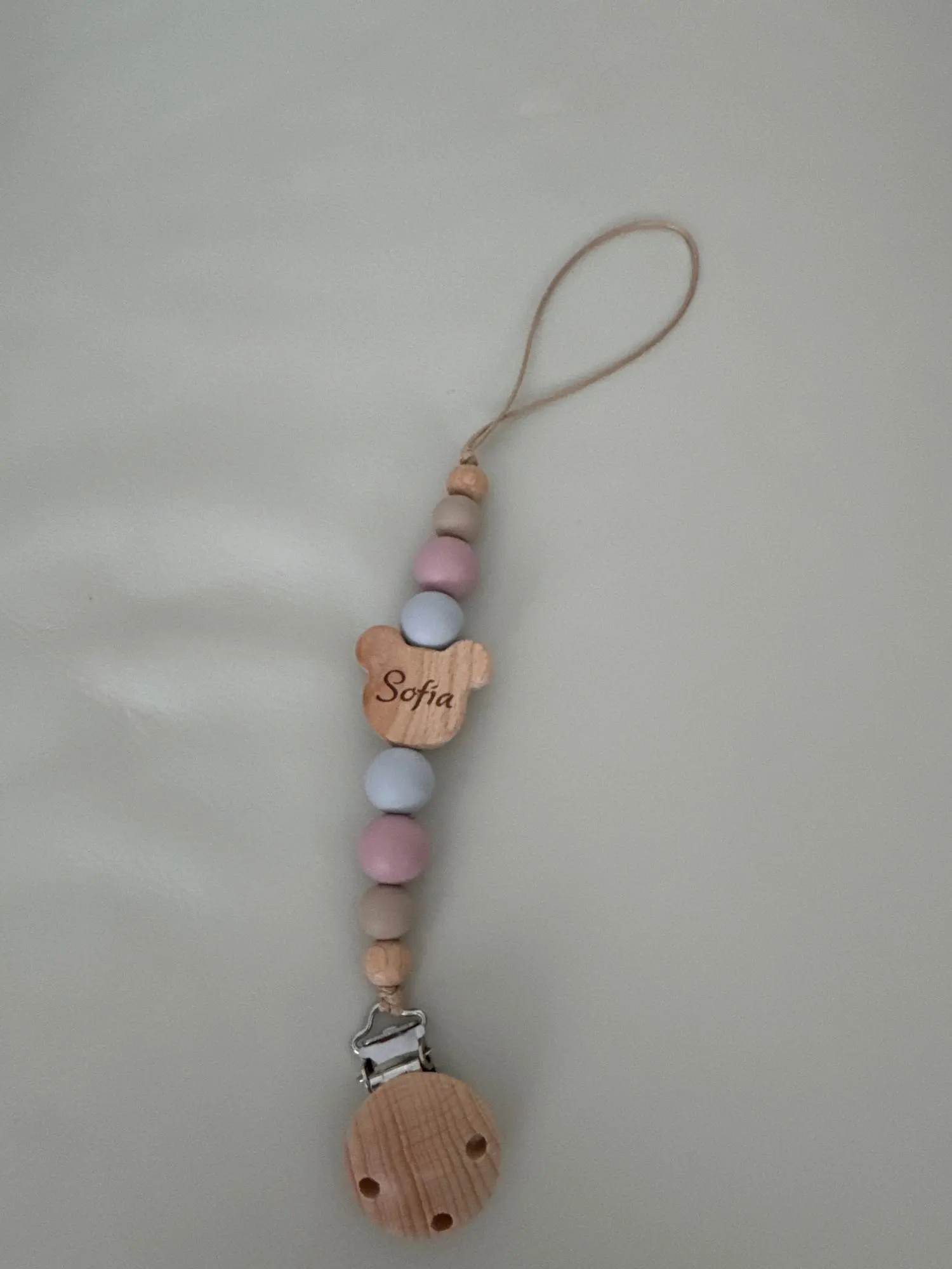 Personalized Wooden Baby Pacifier Chain - Silicone Beads, Dummy Holder, and Teether photo review