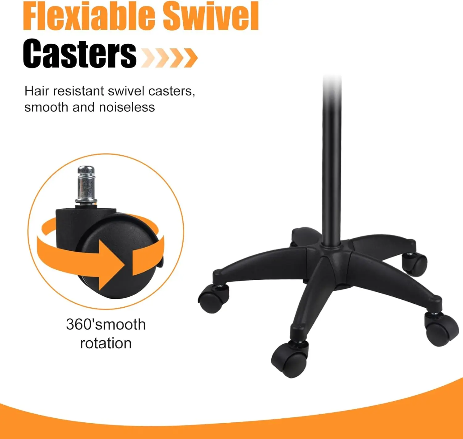 360&deg; Rotating Beauty Salon Cart with Wheels Adjustable Height Organizer Salon Utility Cart