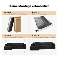 COMHOMA 105 дюймов, модульный диван, L-образный диван, тканевый шезлонг для гостиной, сборка не требуется — изображение 5