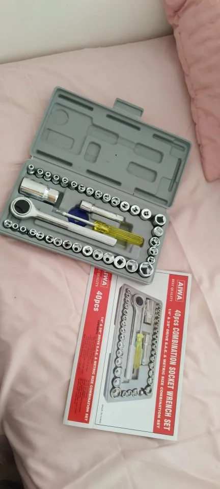 Kit 40 Peças Jogo De Soquete Chave Catraca Reversível 1/4 photo review