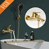 VGX Simple Bathroom Shower System Set Bathtub Faucets Set Bath Water Taps Shower Diverter Single Handle Tub Mixer Shower Crane 3