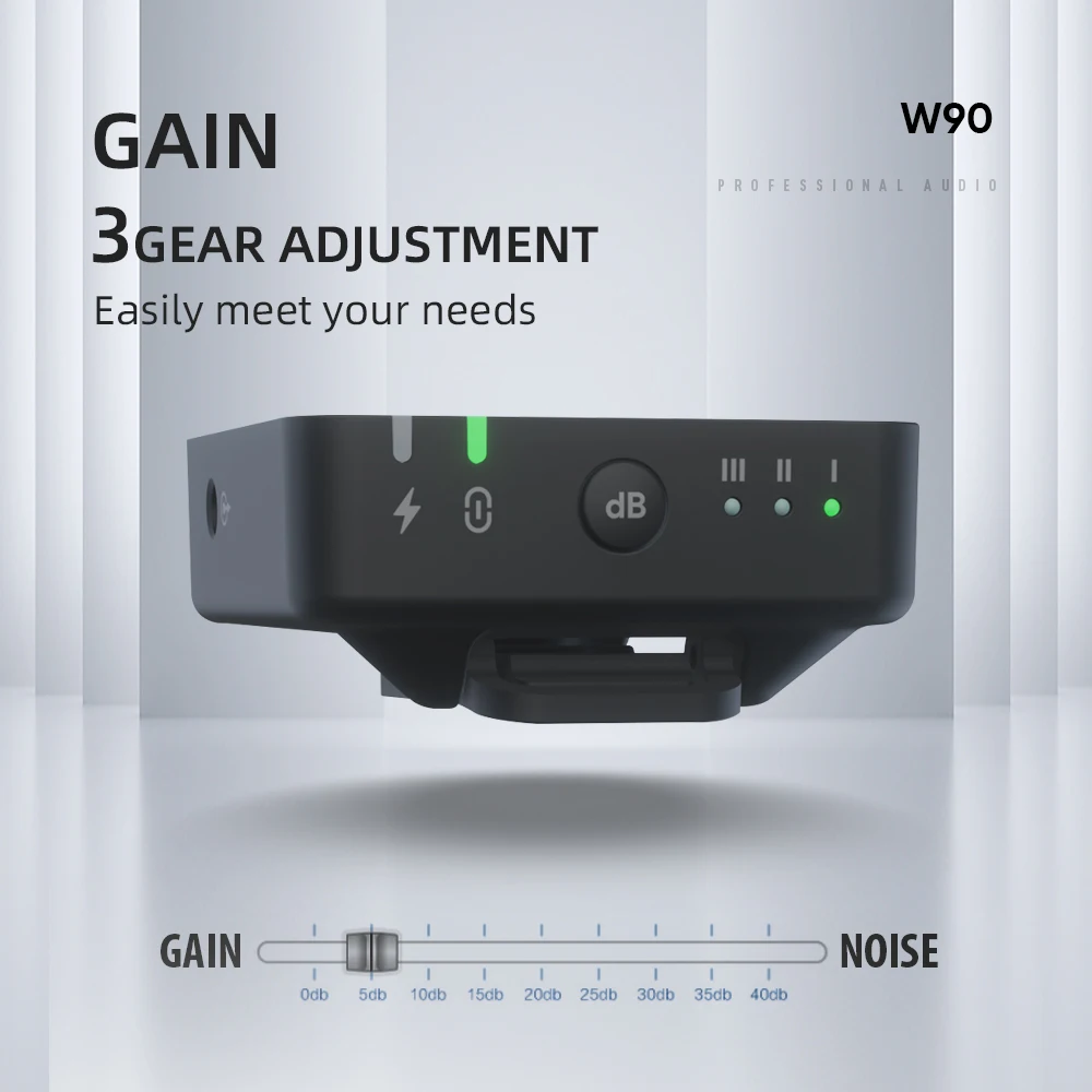 Debra W90 2.4G Wireless Microphone-80m Range with 3-Level Noise Reduction for DSLR/Smartphone Vlogging & Live Streaming