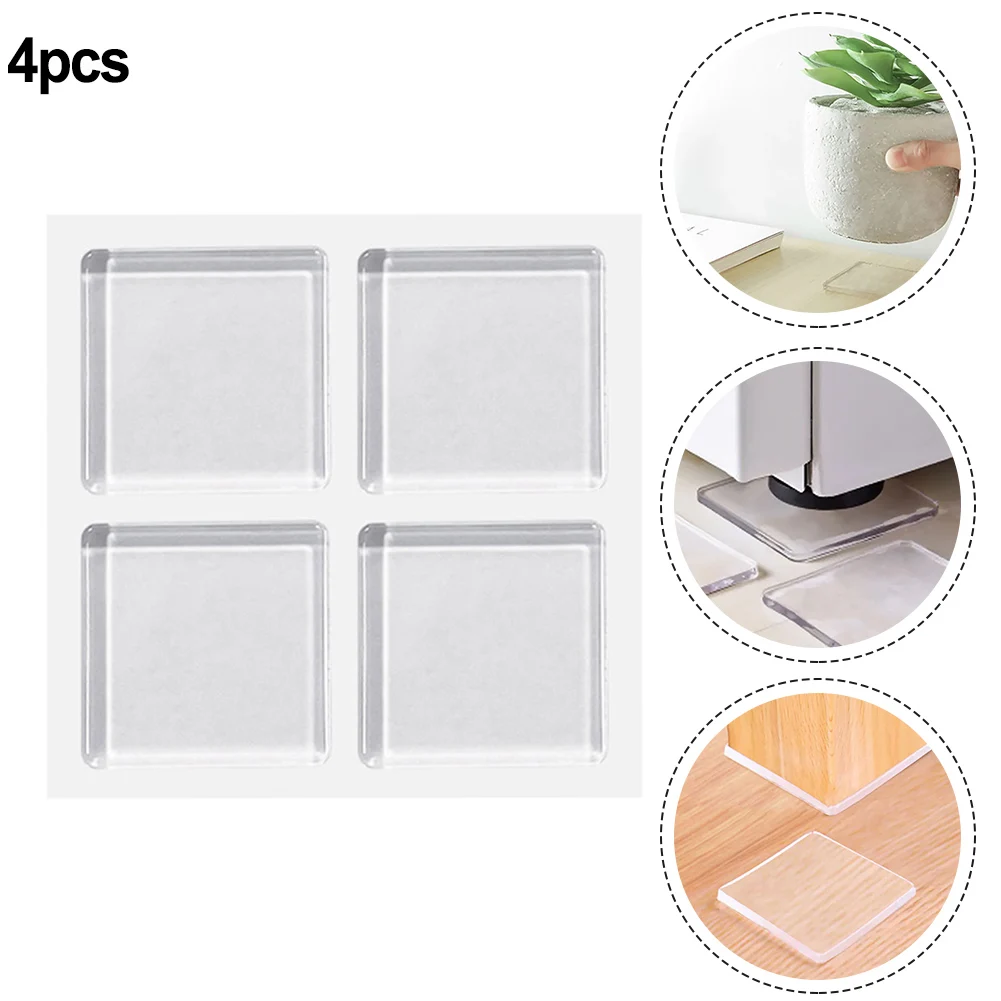 4pcs/Set Transparent Anti Vibration Shock Absorbing Pad Mat Washing Machine Self Adhesive Mute Anti-Shock Protection Porte Pad