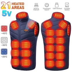Heated Vest Men Winter Heating Jacket Hunting Ski Heating Vest Motorcycle Jacket Anti-freeze USB Powered Heated Clothing S-6XL