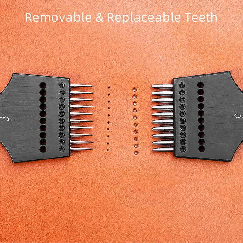 Leather Craft Chisel 2nd Generation Sharp Head Replaceable Pricking Iron Removable Round Hole Punch Leather Craft