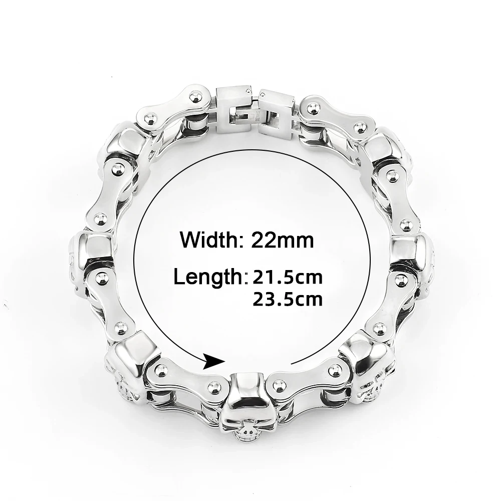 Men Skull Motorcycle Chain Bracelet 316L Stainless Steel stainless steel bracelet metal bracelet