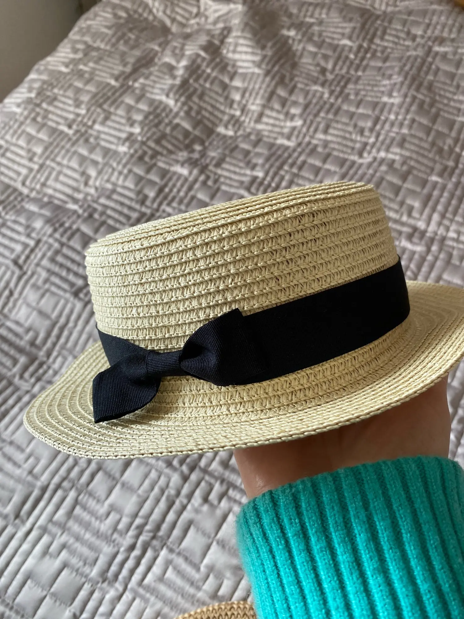 Chapeau de Soleil Femme COKK | Chapeau Panama Été en Paille avec Nœud Papillon | Élégant et Décontracté photo review