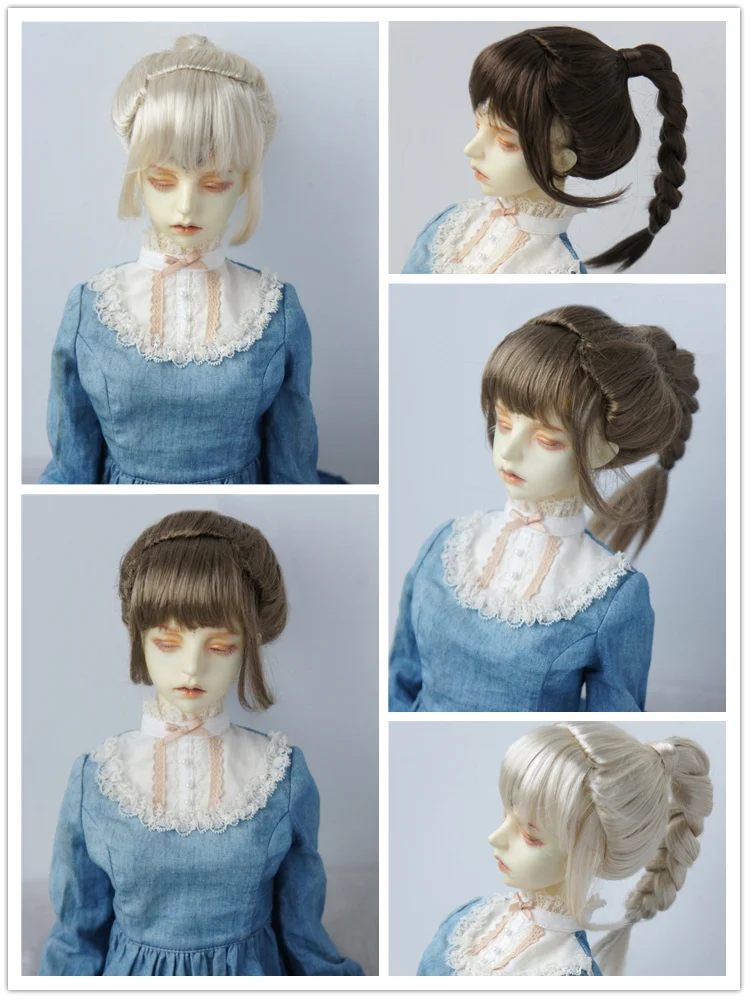 

JD373 All Sizes High Braids Full Bang BJD Synthetic Mohiar Wig For YOSD MSD SD Qbaby Blythe Doll 1/8 1/4 1/3 Hair Accessories