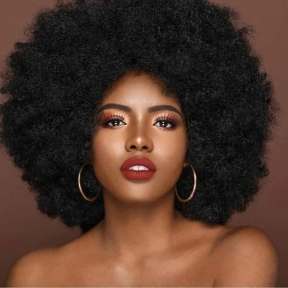 

Short Afro Kinky Curly Human Hair Wig With Bangs Fluffy Natural Bob Wigs Brazilian Full Machine Made Wigs On Sale 180% Density