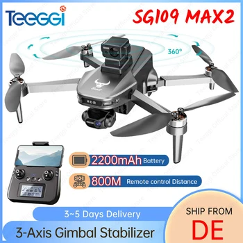 Teeggi SG109 MAX2 Mini drone con giunto cardanico stabilizzato a 3 assi 360 °   Laser per evitare ostacoli RC Quadcopter Motore brushless GPS C0.Drone