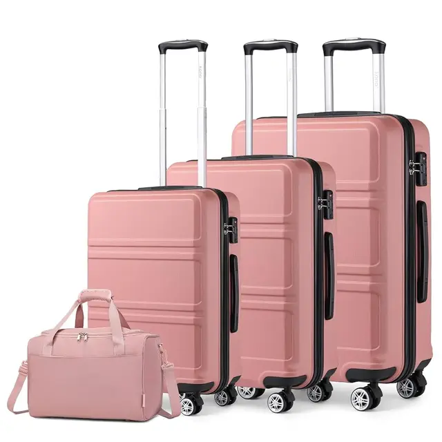 Ensemble de valises KONO 4 pièces : 20+24+28 pouces + sac de voyage, coque rigide ABS+PC avec serrure TSA et roulettes silencieuses, idéal pour toute la famille 1