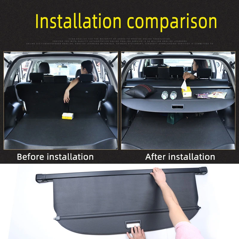 

For Kia Sportage 2017-2021 Black Privacy Screen Retractable Trunk Security Tonneau Cover Luggage Shield Shade Cargo Cover