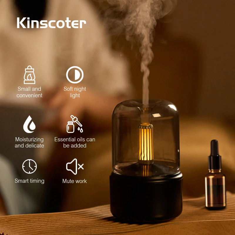 Kinscoter Difusor de Fragrâncias de Óleos Essenciais para Aromaterapia Difusor de Aromas Elétrico Usb Mini Humidificador de ar Ultrassónico para Quarto de Dormir